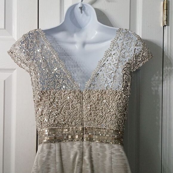 Kay Unger New York crochet sequin overlay mini classy dress Sz 6 - Picture 8 of 9